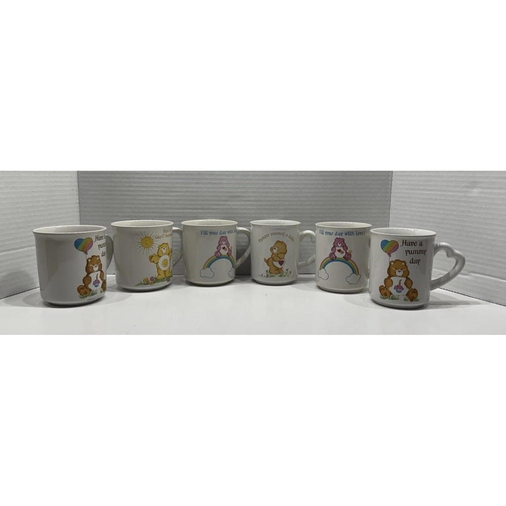 EUC VTG RARE!!‎ Collection Of 6 Care Bears Coffee Mugs - American Greetings 1983
